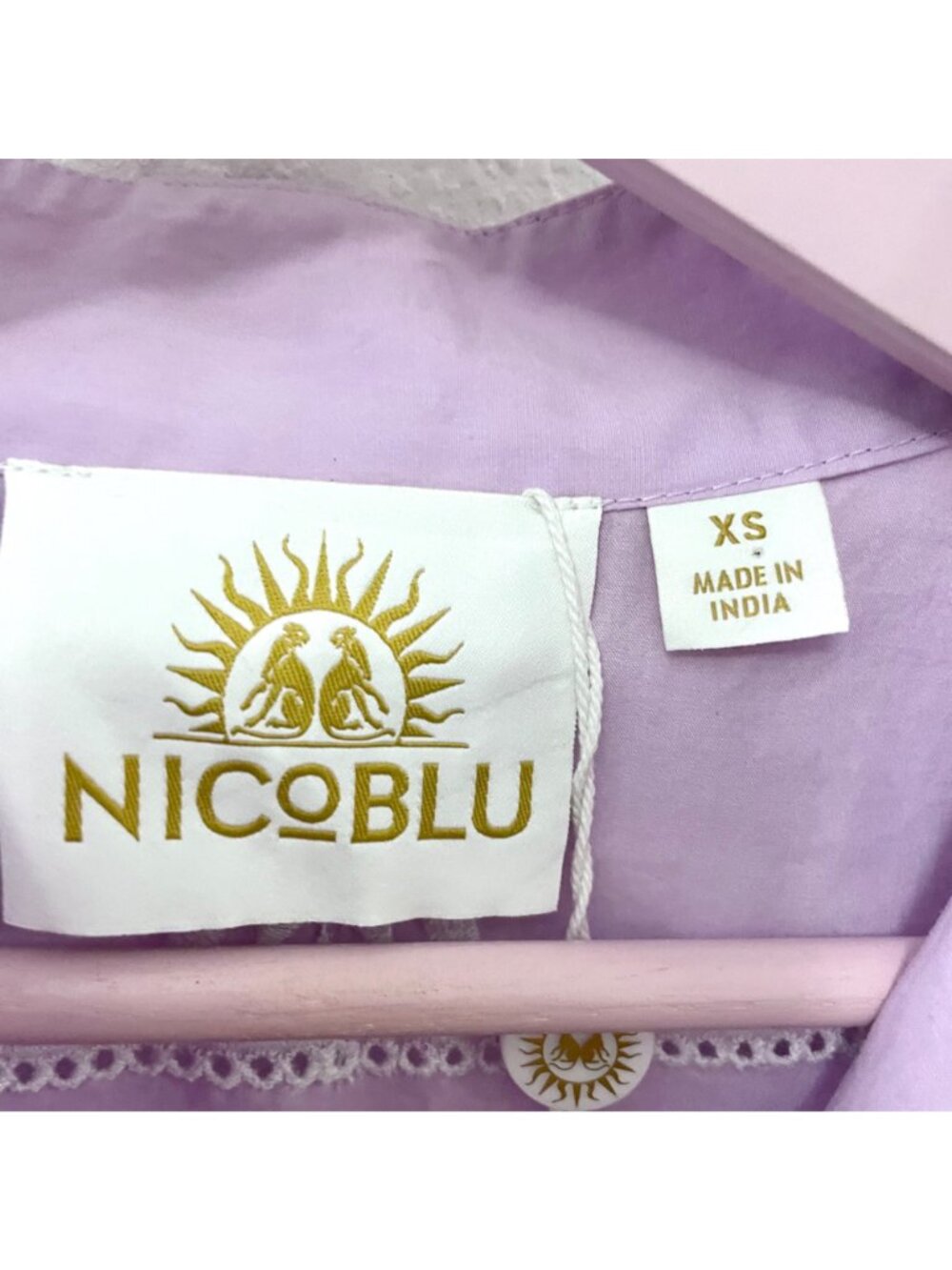NWT Nico Blu Jacaranda Tunic Sunset Lavender Embroidery Bohemian Top Size XS - Picture 3 of 9